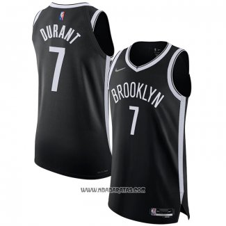 Camiseta Brooklyn Nets Kevin Durant #7 Icon Autentico Negro