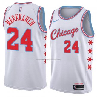 Camiseta Chicago Bulls Lauri Markkanen #24 Ciudad 2018 Blanco