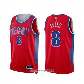 Camiseta Detroit Pistons Trey Lyles #8 Ciudad 2021-22 Rojo