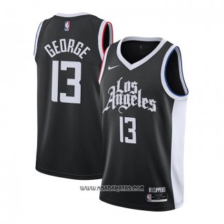 Camiseta Los Angeles Clippers Paul George #13 Ciudad 2020-21 Negro