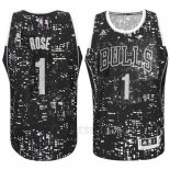 Camiseta Luces De La Ciudad Chicago Bulls Derrick Rose #1 Negro