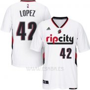 Camiseta Manga Corta Portland Trail Blazers Robin Lopez #42 Blanco