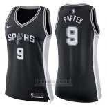 Camiseta Mujer San Antonio Spurs Tony Parker Icon #9 2017-18 Negro