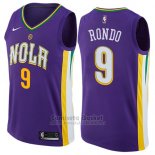 Camiseta New Orleans Pelicans Rondo Ciudad #9 2017-18 Violeta