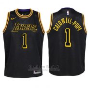 Camiseta Nino Los Angeles Lakers Kentavious Caldwell Pope Ciudad #1 2017-18 Negro