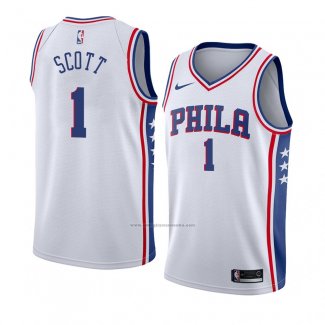 Camiseta Philadelphia 76ers Mike Scott #1 Association 2018 Blanco