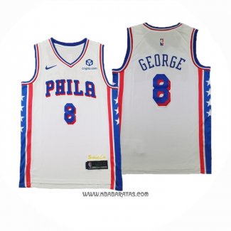 Camiseta Philadelphia 76ers Paul George #8 Association 2024-25 Blanco
