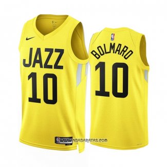 Camiseta Utah Jazz Leandro Bolmaro #10 Icon 2022-23 Amarillo