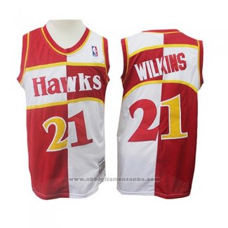 Camiseta Atlanta Hawks Dominique Wilkins #21 Retro Rojo Blanco