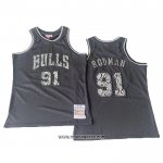 Camiseta Chicago Bulls Dennis Rodman #91 Mitchell & Ness 1997-98 Negro1