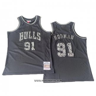 Camiseta Chicago Bulls Dennis Rodman #91 Mitchell & Ness 1997-98 Negro1