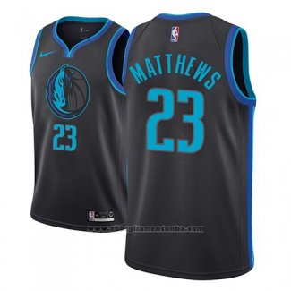 Camiseta Dallas Mavericks Wesley Matthews #23 Ciudad 2018-19 Azul