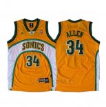 Camiseta Historic Seattle SuperSonics Ray Allen #34 Amarillo