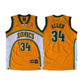 Camiseta Historic Seattle SuperSonics Ray Allen #34 Amarillo