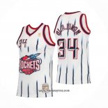 Camiseta Houston Rockets Hakeem Olajuwon #34 Mitchell & Ness 1996-97 Blanco