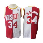 Camiseta Houston Rockets Hakeem Olajuwon #34 Retro Rojo Blanco