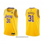 Camiseta Los Angeles Lakers Austin Reaves #31 75th Anniversary 2021-22 Amarillo