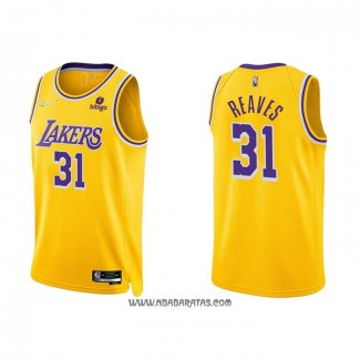Camiseta Los Angeles Lakers Austin Reaves #31 75th Anniversary 2021-22 Amarillo