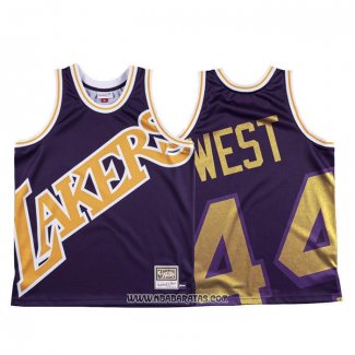 Camiseta Los Angeles Lakers Jerry West #44 Mitchell & Ness Big Face Violeta