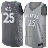 Camiseta Minnesota Timberwolves Derrick Rose #25 Ciudad 2018 Gris