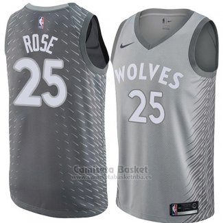 Camiseta Minnesota Timberwolves Derrick Rose #25 Ciudad 2018 Gris