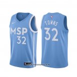 Camiseta Minnesota Timberwolves Karl-Anthony Towns #32 Ciudad 2019-20 Azul