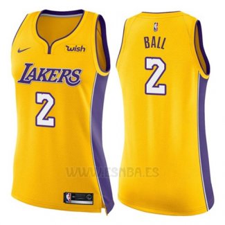 Camiseta Mujer Los Angeles Lakers Lonzo Ball #2 Icon 2017-18 Amarillo