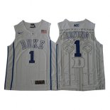 Camiseta NCAA Duke Blue Devils Kyrie Irving #1 Blanco