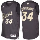 Camiseta Navidad 2016 Milwaukee Bucks Giannis Antetokounmpo #34 Negro