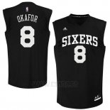 Camiseta Negro Moda Philadelphia 76ers Jahlil Okafor #8 Negro
