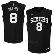 Camiseta Negro Moda Philadelphia 76ers Jahlil Okafor #8 Negro