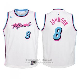 Camiseta Nino Miami Heat Tyler Johnson Ciudad #8 2017-18 Blanco