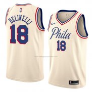 Camiseta Philadelphia 76ers Marco Belinelli #18 Ciudad 2018 Crema