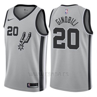 Camiseta San Antonio Spurs Manu Ginobili #20 Statement 2017-18 Gris