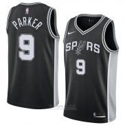 Camiseta San Antonio Spurs Tony Parker Icon #9 2017-18 Negro