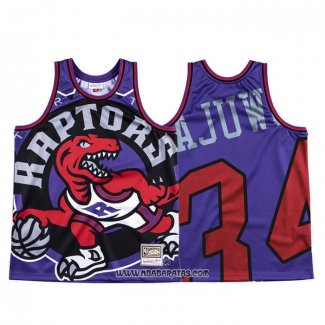 Camiseta Toronto Raptors Hakeem Olajuwon #34 Mitchell & Ness Big Face Violeta