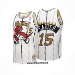 Camiseta Toronto Raptors Vince Carter #15 Mitchell & Ness 1998-99 Blanco Oro
