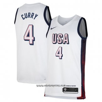 Camiseta USA 2024 Stephen Curry #4 Blanco