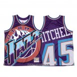 Camiseta Utah Jazz Donovan Mitchell #45 Mitchell & Ness Big Face Violeta