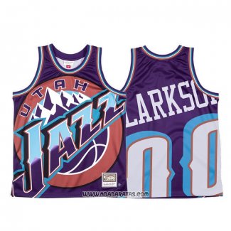 Camiseta Utah Jazz Jordan Clarkson #00 Mitchell & Ness Big Face Violeta