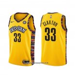 Camiseta Brooklyn Nets Nicolas Claxton #33 Ciudad 2020-21 Amarillo