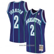 Camiseta Charlotte Hornets Larry Johnson #2 Mitchell & Ness 1994-95 Violeta