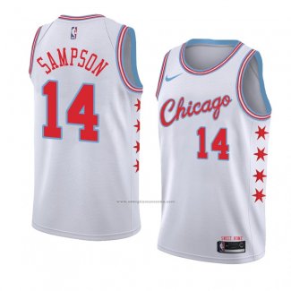 Camiseta Chicago Bulls Jakarr Sampson #14 Ciudad 2018 Blanco