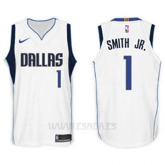 Camiseta Dallas Mavericks Dennis Smith Jr. #1 2017-18 Blanco