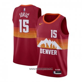 Camiseta Denver Nuggets Nikola Jokic #15 Ciudad 2020-21 Rojo