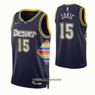 Camiseta Denver Nuggets Nikola Jokic #15 Ciudad 2021-22 Azul