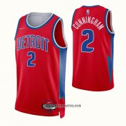 Camiseta Detroit Pistons Cade Cunningham #2 Ciudad 2021-22 Rojo