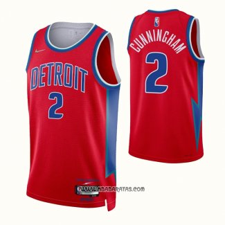 Camiseta Detroit Pistons Cade Cunningham #2 Ciudad 2021-22 Rojo