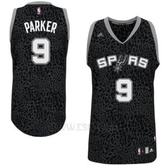 Camiseta Leopard Light Loco San Antonio Spurs Tony Parker #9 Negro