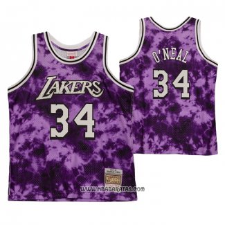 Camiseta Los Angeles Laker Shaquille O'neal #34 Galaxy Violeta